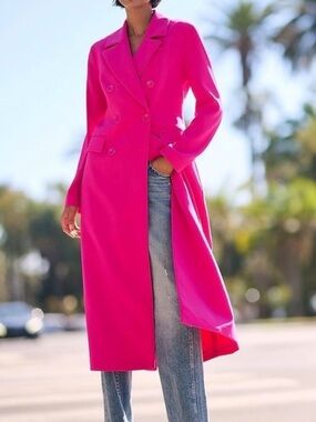 Hot Pink Long Trench Coat